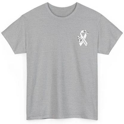 Blindness Awareness Floral White Gray Ribbon Blind Support Classic Unisex T-Shirt