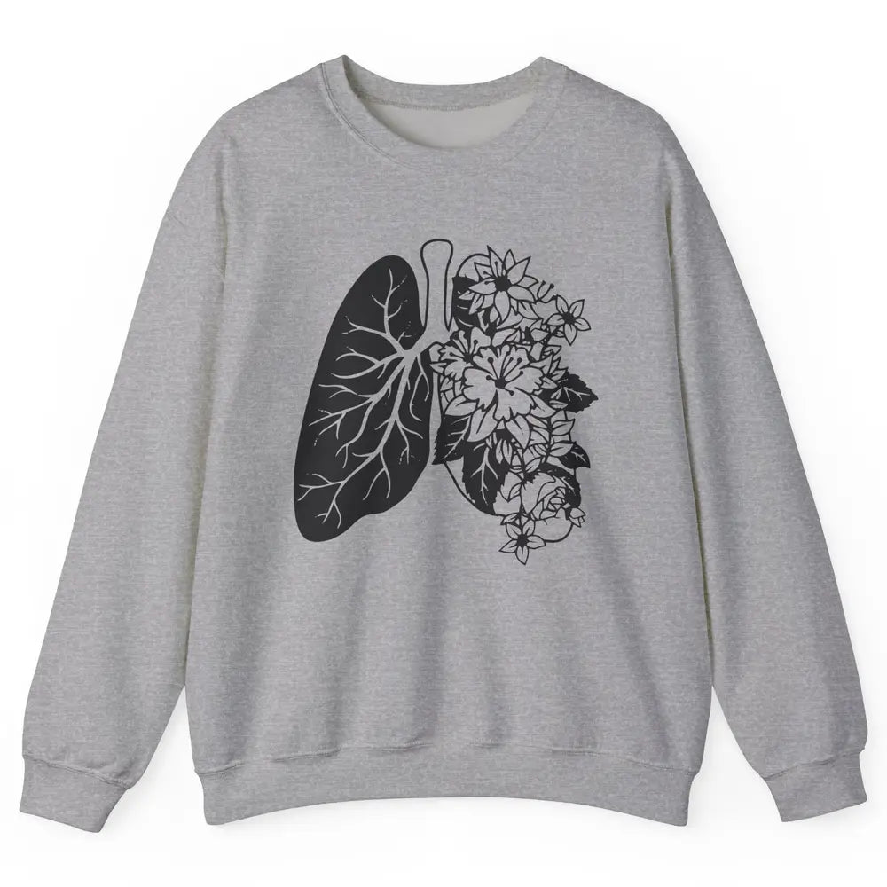 Anatomical Lungs Floral Breathe Respiratory Therapy RT Unisex Crewneck Sweatshirt