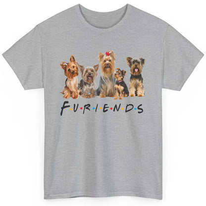 Funny Yorkie Furiends Merry Christmas Hat Yorkshire Terrier Classic Unisex T-Shirt