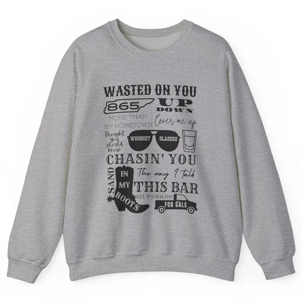 Retro Sands In My Boots Wasted On You Western Country Music Unisex Crewneck Sweatshirt