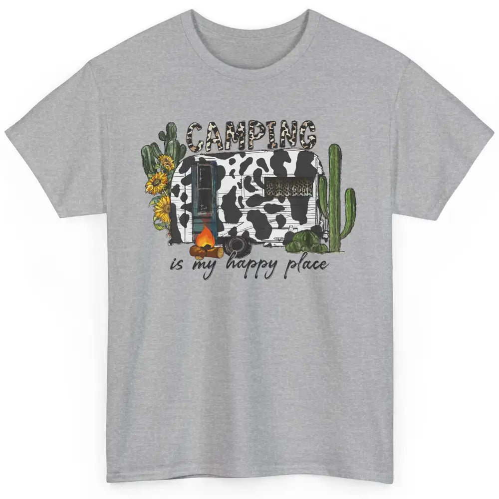 Desert Cactus Cowhide Camping Trailer Western Country Camper Classic Unisex T-Shirt