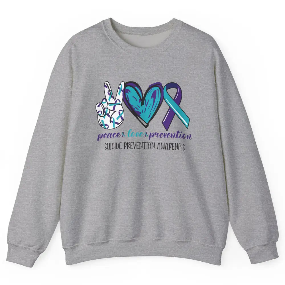 Suicide Prevention Awareness Ribbon Peace Love Prevention Unisex Crewneck Sweatshirt