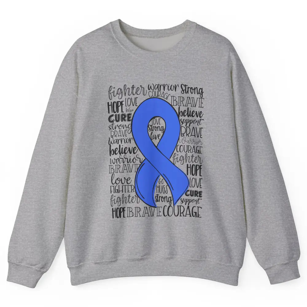 Syringomyelia Awareness Blue Ribbon Hope Love Cure Unisex Crewneck Sweatshirt