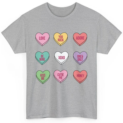 Conversation Hearts Valentines Love Boho V-Day Candy Rainbow Classic Unisex T-Shirt