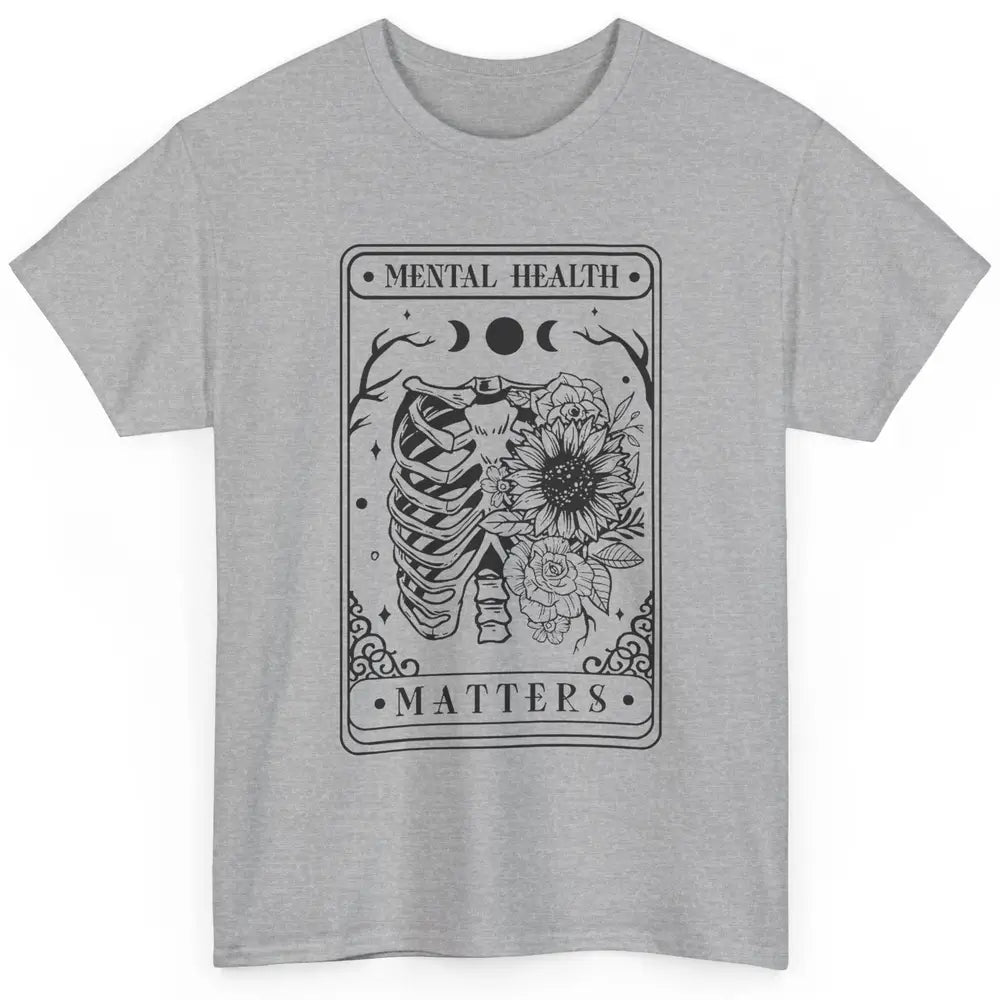 Floral Rib Cage Mental Health Matters Tarot Card Halloween Classic Unisex T-Shirt