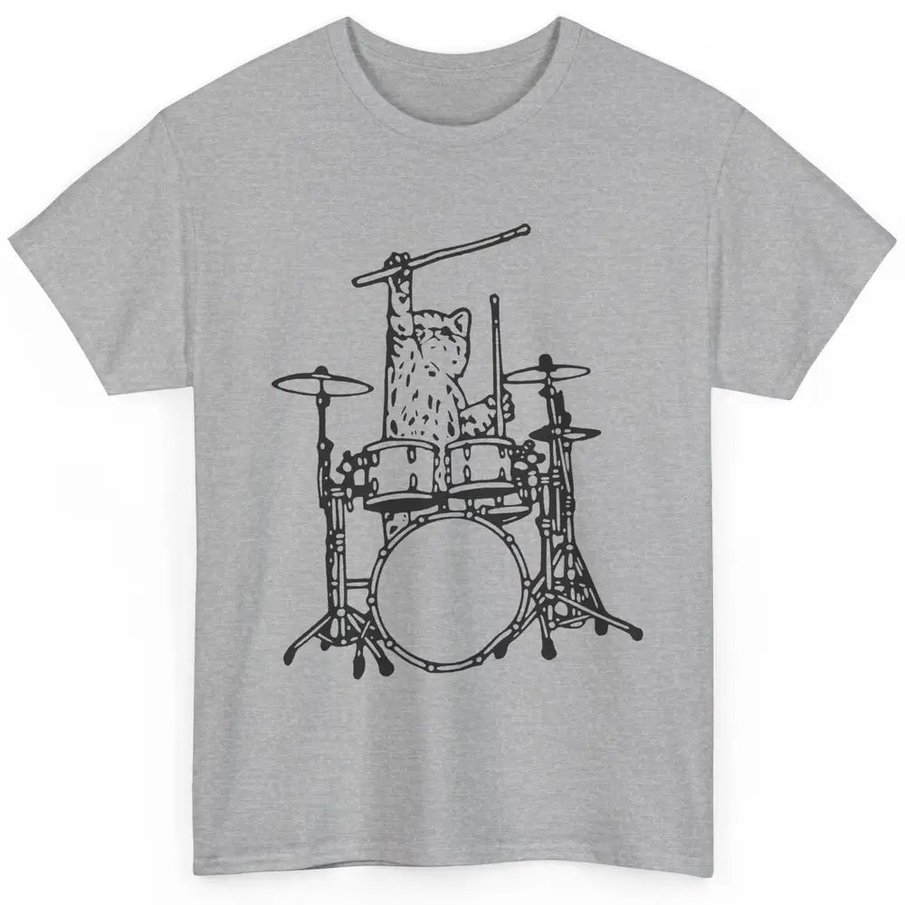 Funny Cat Drumming Drummers Percussionists Musician Gift Classic Unisex T-Shirt