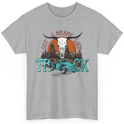 Boho Bull Skull I Got A Heart Like A Truck Western Country Classic Unisex T-Shirt