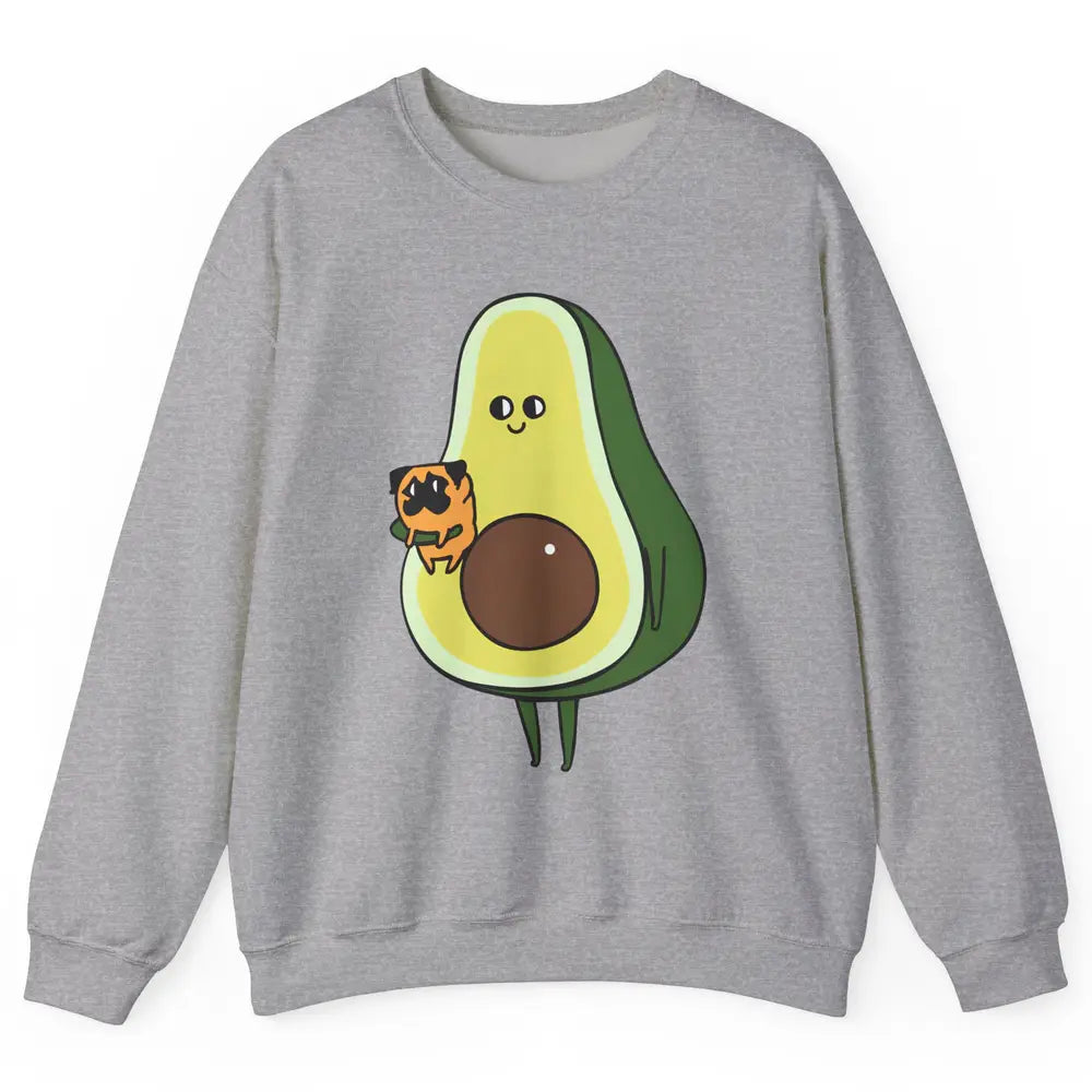 Avocado With Pug Funny Avocado Vegan Pug Lovers Gift Unisex Crewneck Sweatshirt