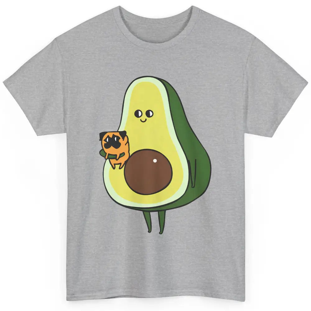 Avocado With Pug Funny Avocado Vegan Pug Lovers Gift Classic Unisex T-Shirt