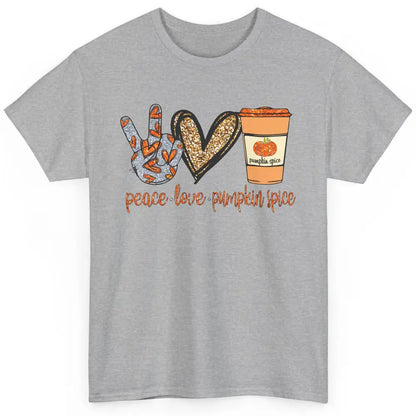 Peace Love Fall Pumpkin Spice Fall Halloween Thanksgiving Classic Unisex T-Shirt