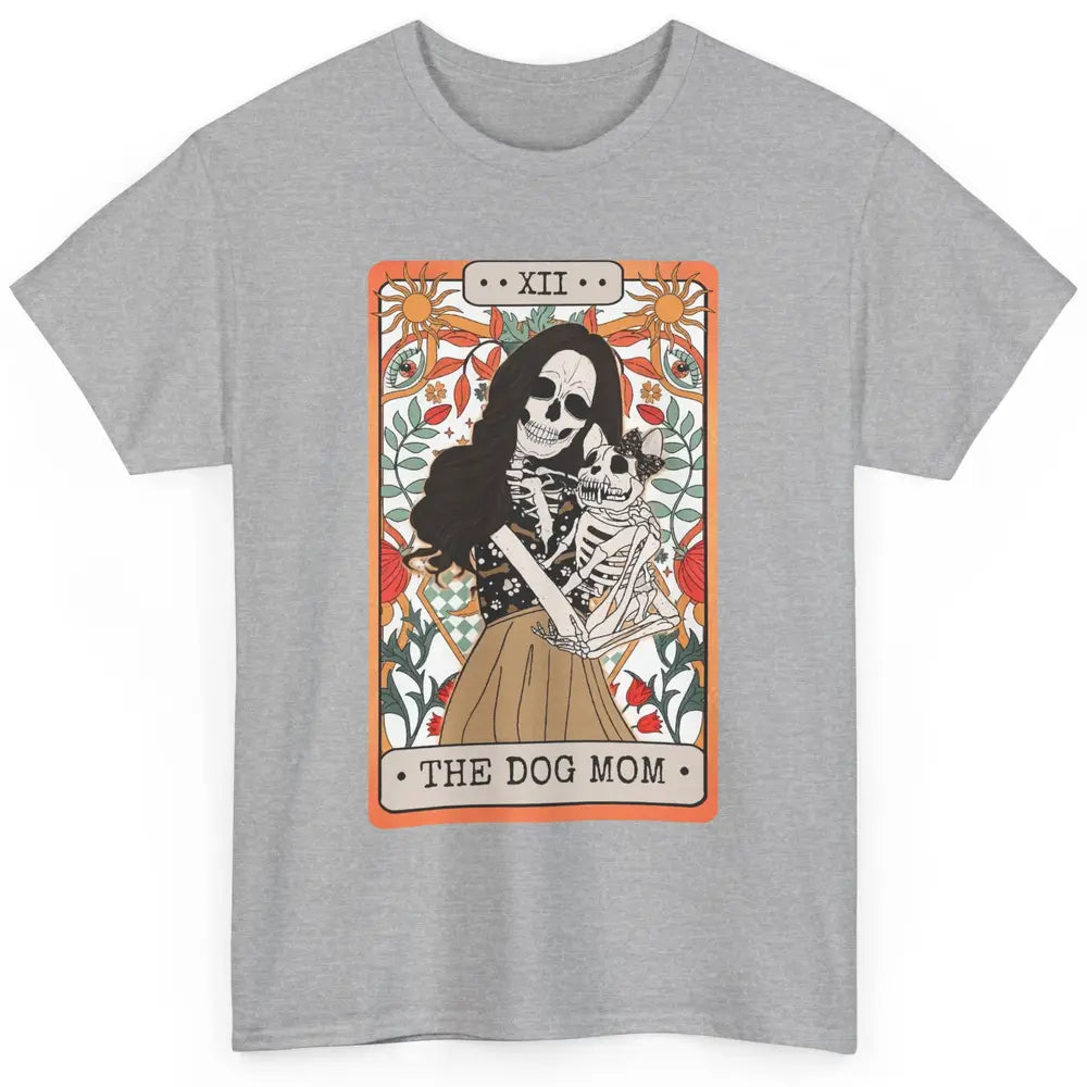 Retro Skeleton Tarot Card The Dog Mom Halloween Dog Lovers Classic Unisex T-Shirt