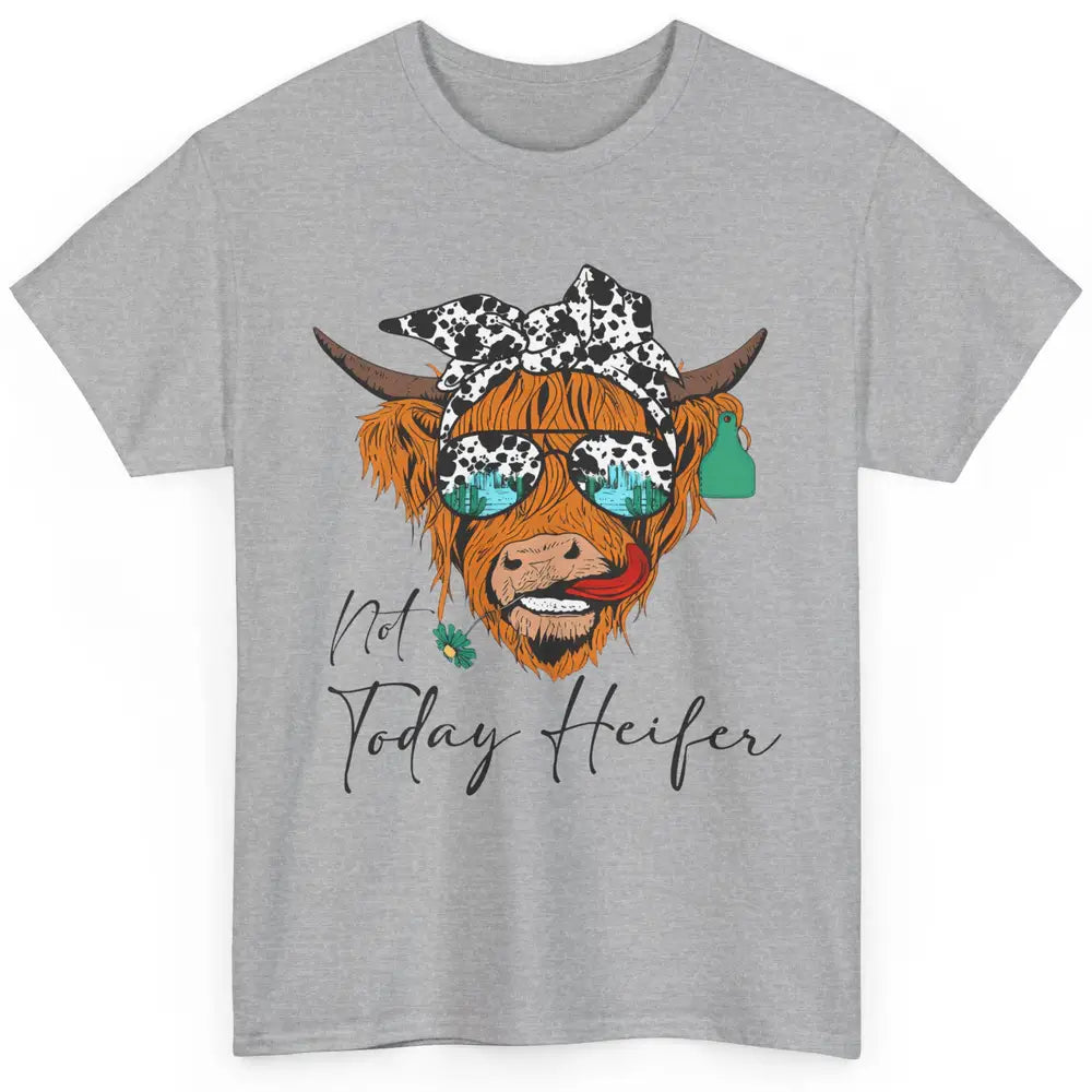 Desert Highland Cow Sunglasses Not Today Heifer Cow Lovers Classic Unisex T-Shirt