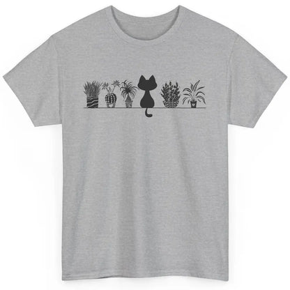 Black Cat Succulent Plant Cactus Cat Lady Gardening Planting Classic Unisex T-Shirt