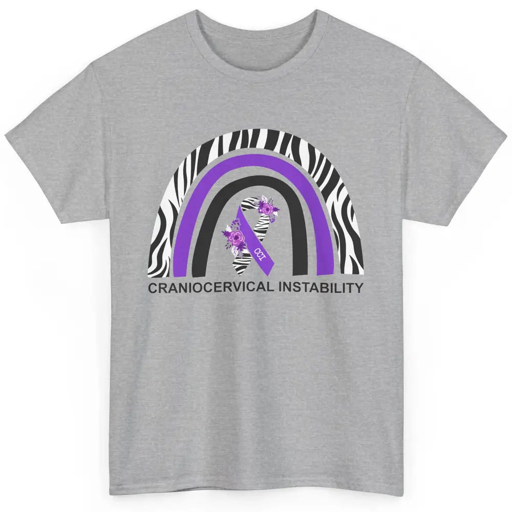 Craniocervical Instability CCI Awareness Purple Zebra Ribbon Classic Unisex T-Shirt