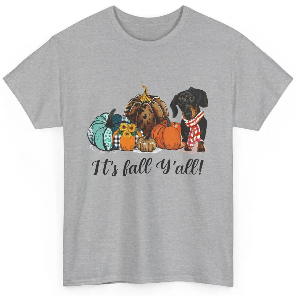 Weenie Dog Love Fall Yall Pumpkin Autumn Halloween Dachshund Classic Unisex T-Shirt