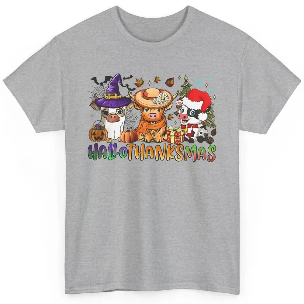 Baby Cow Pig Happy Hallo-thank-mas Fall Pumpkin Thanksgiving Classic Unisex T-Shirt