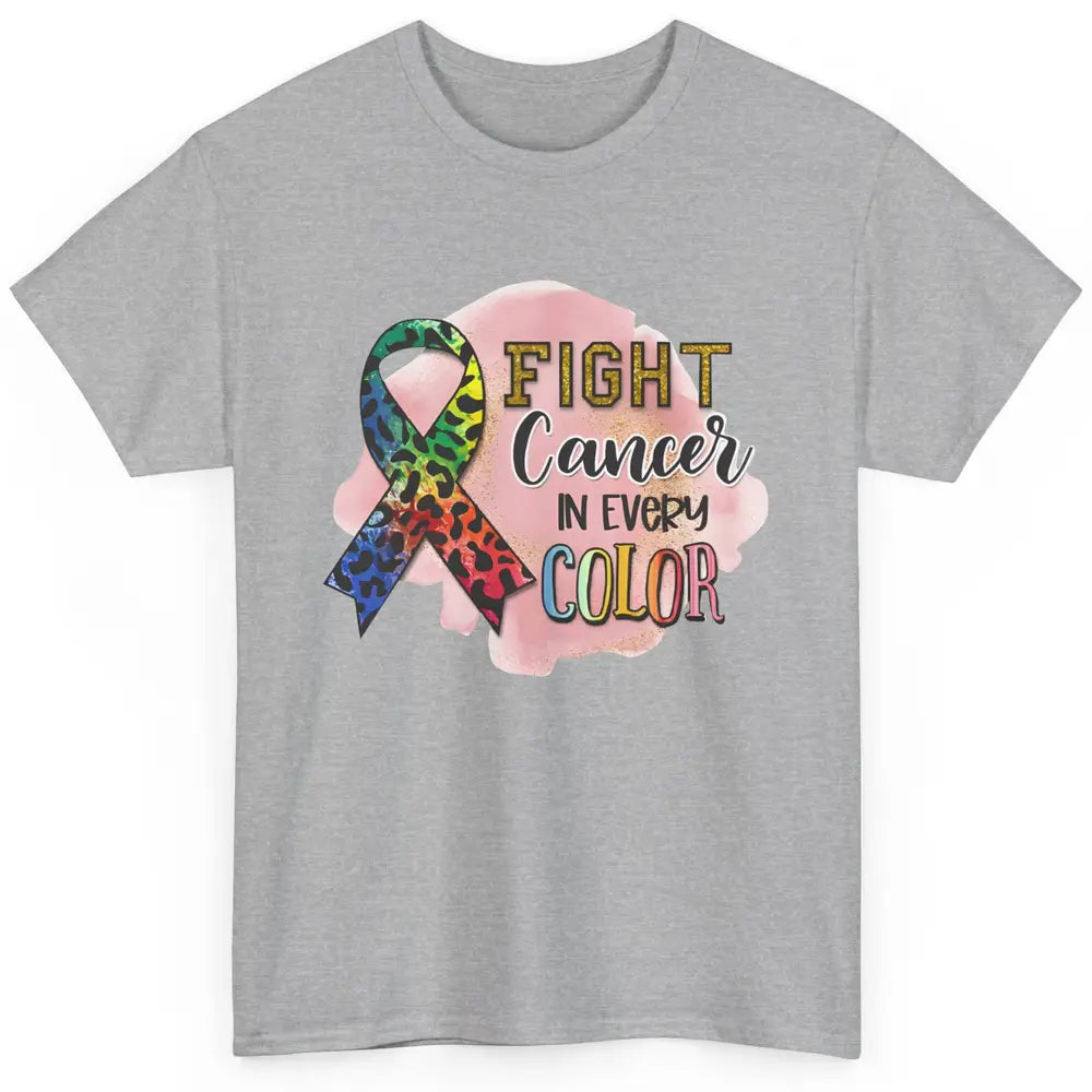 Fight Breast Cancer In Every Color Awareness Leopard Ribbon Classic Unisex T-Shirt