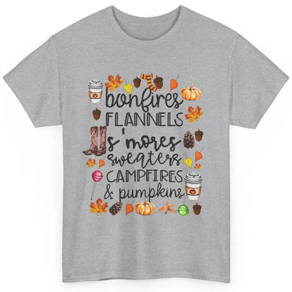 Fall Stuff Pumpkins Falling Leaves Campfire Halloween Autumn Classic Unisex T-Shirt