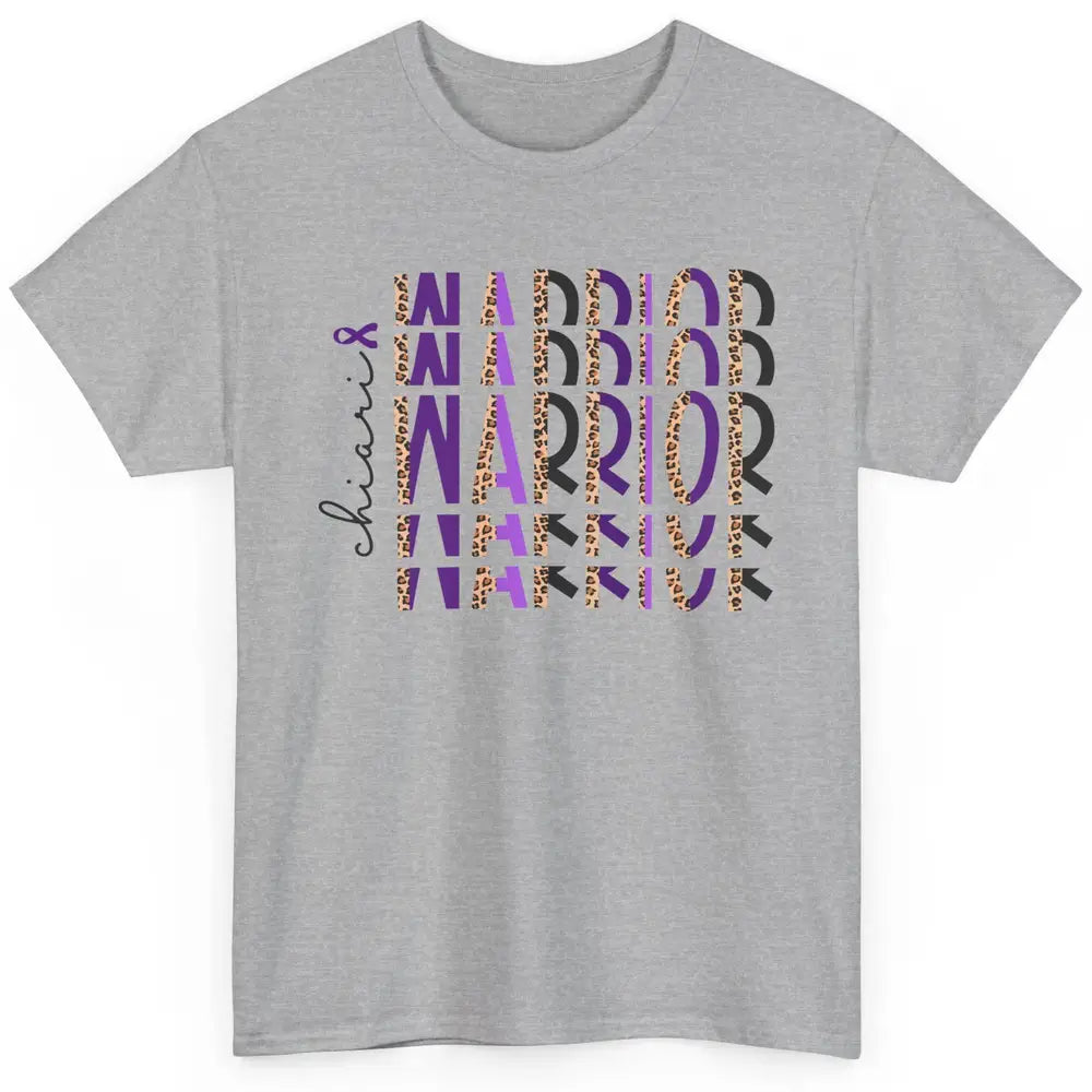 Chiari Warrior Leopard Purple Ribbon Chiari Awareness Month Classic Unisex T-Shirt