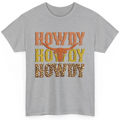 Western Country Bull Horn Rodeo Howdy Cowboy Leopard Cowhide Classic Unisex T-Shirt