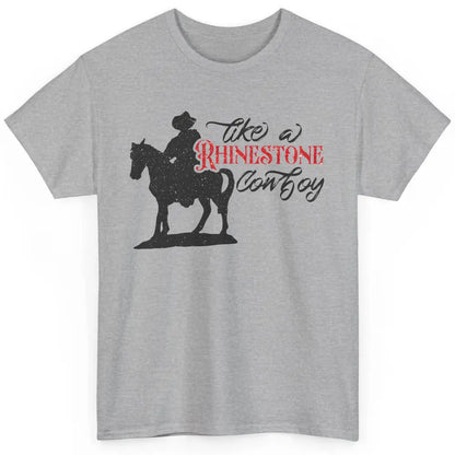 Cowboy Riding Horse Rhinestone Cowboy Western Country Gift Classic Unisex T-Shirt