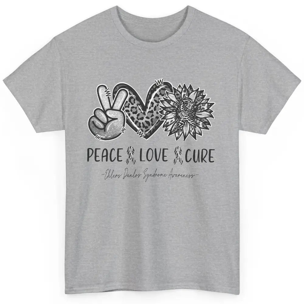 Ehlers Danlos Syndrome EDS Peace Love Cure Leopard Sunflower Classic Unisex T-Shirt