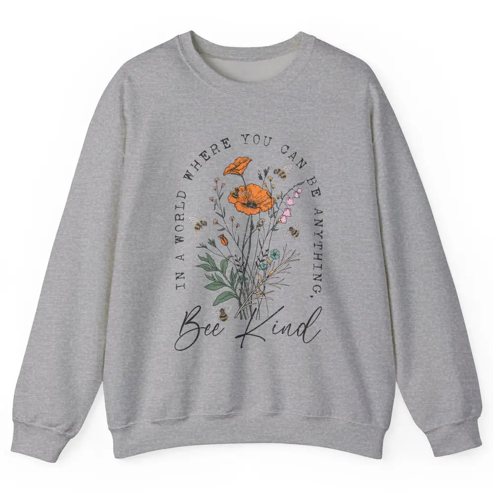 Vintage Bee Kind Daisy Minimalist Positive Mind Wildflower Unisex Crewneck Sweatshirt