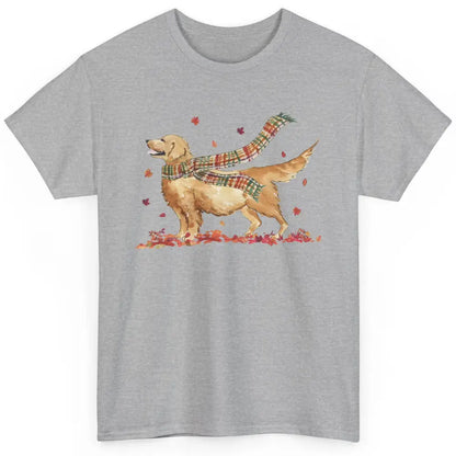 Funny Golden Retriever Autumn Falling Leaves Halloween Fall Classic Unisex T-Shirt