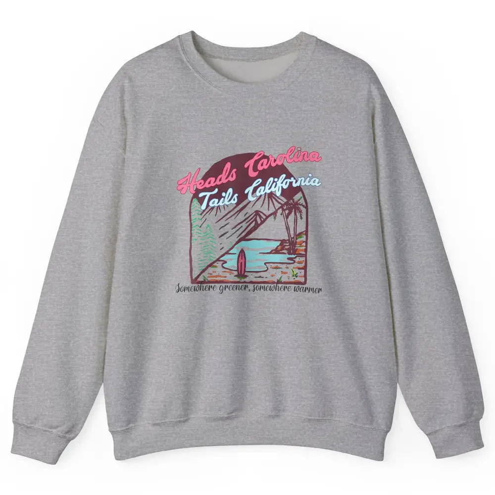 Western Heads Carolina Tails California Retro Beach Surf Unisex Crewneck Sweatshirt