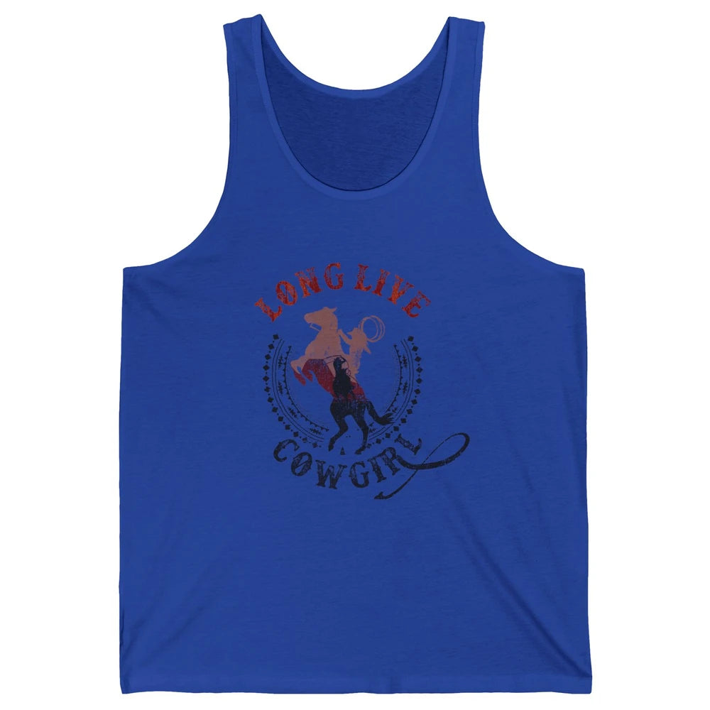 Western Country Cowgirl Riding Horses Cool Rodeo Howdy Retro Unisex Jersey Tank