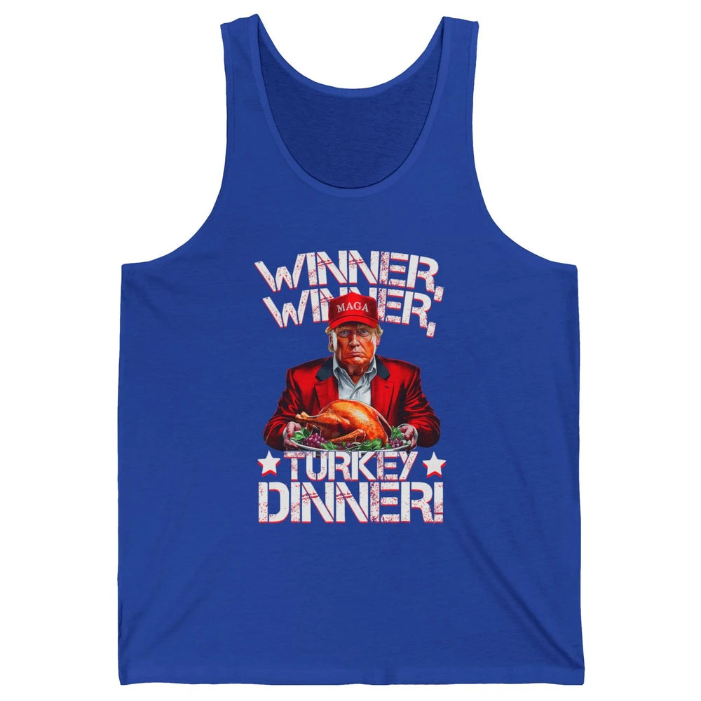 Funny Trump Winner Turkey Dinner Thanksgiving Donald Trump President Republican Political Humor Unisex Jersey Tank