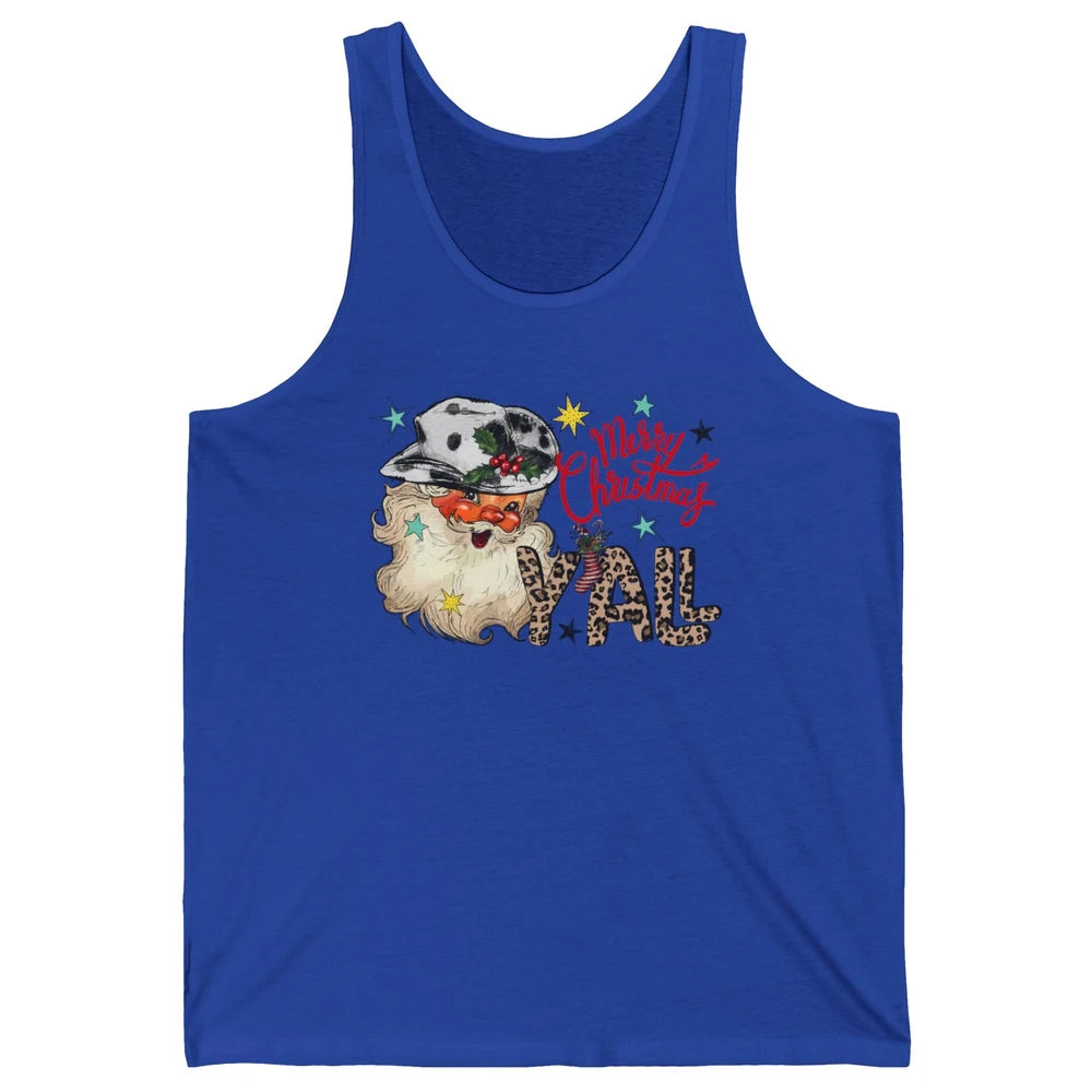 Santa Claus Merry Christmas Y'all Western Country Cowboy Unisex Jersey Tank