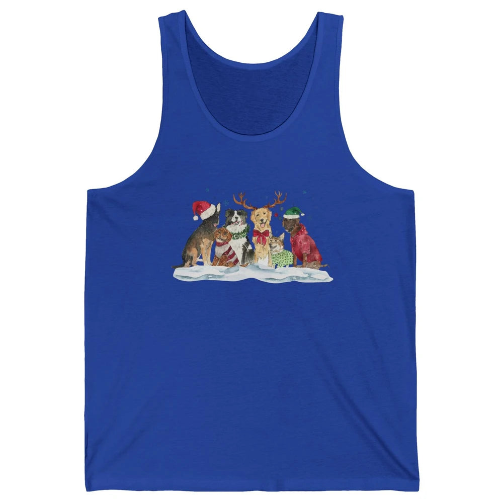 Funny Happy Howliday Corgi Golden Retriever Poodle Christmas Unisex Jersey Tank