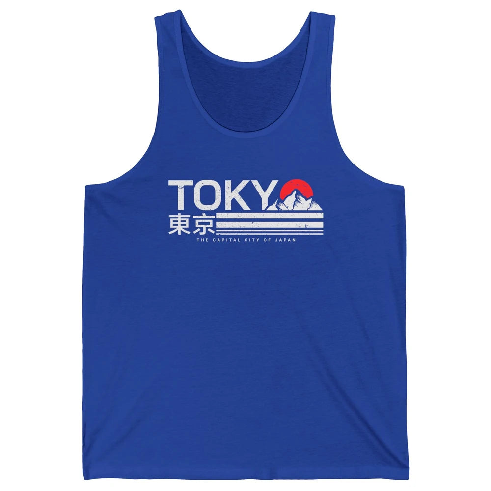 Vintage Sunset Mount Fuji Tokyo The Capital City Of Japan Unisex Jersey Tank