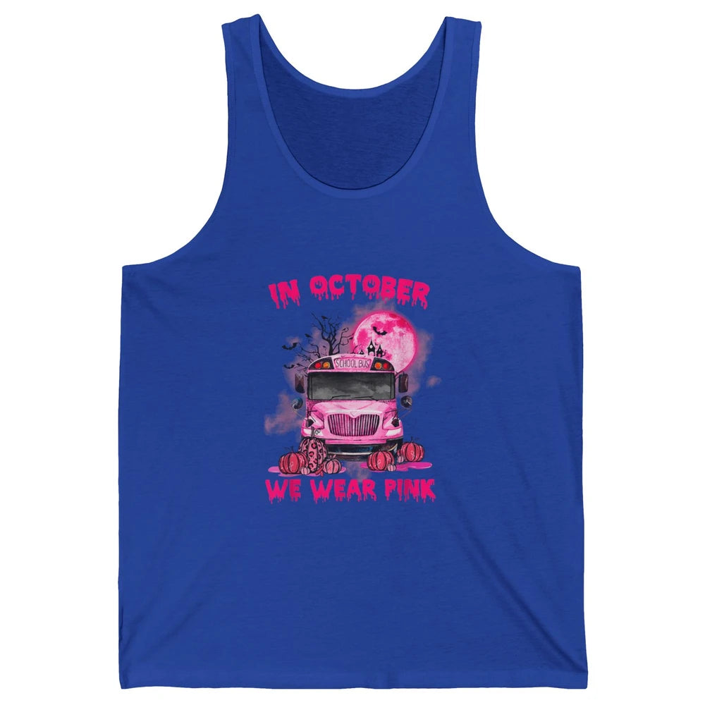 School Bus Driver Wear Pink Ribbon Breast Cancer Awareness Unisex Jersey Tank