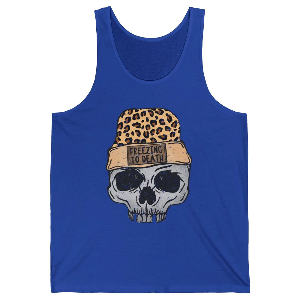 Funny Leopard Skull Freezing To Death Funny Christmas Winter Unisex Jersey Tank