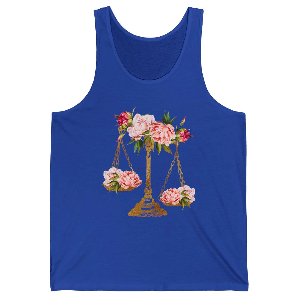 Wildflowers Lawyer Office Scales Decor Justice Law School Unisex Jersey Tank