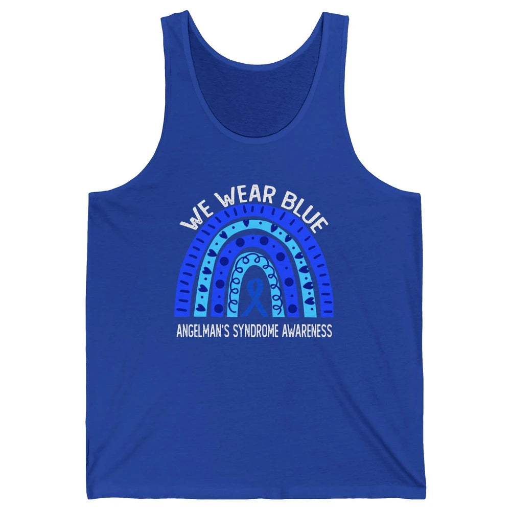 We Wear Blue For Angelman's Syndrome Blue Ribbon Rainbow Unisex Jersey Tank