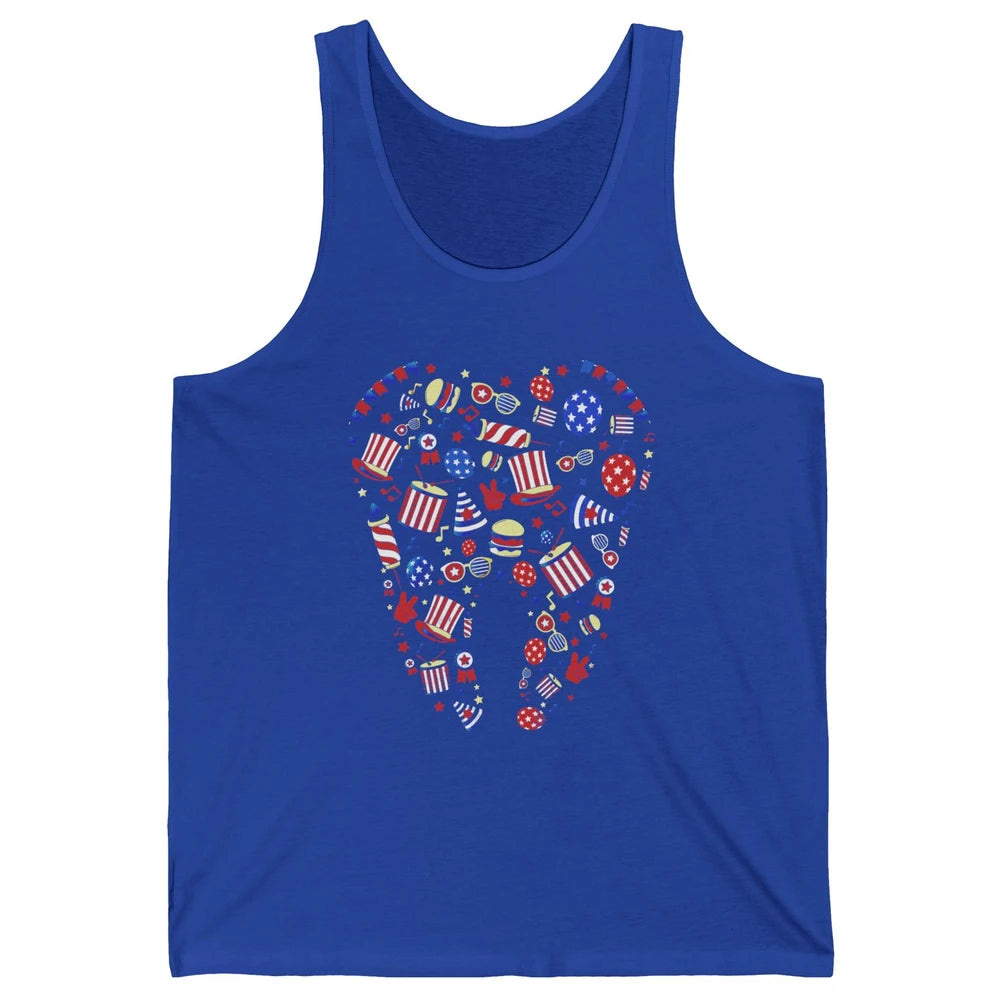 US Flag All American Dental Squad July 4th Patriotic Dentist Unisex Jersey Tank