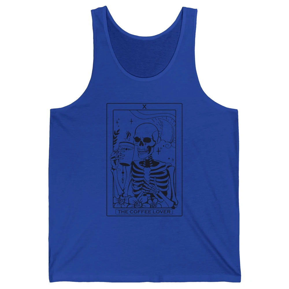 The Coffee Lover Skeleton Tarot Card Floral Goth Halloween Unisex Jersey Tank