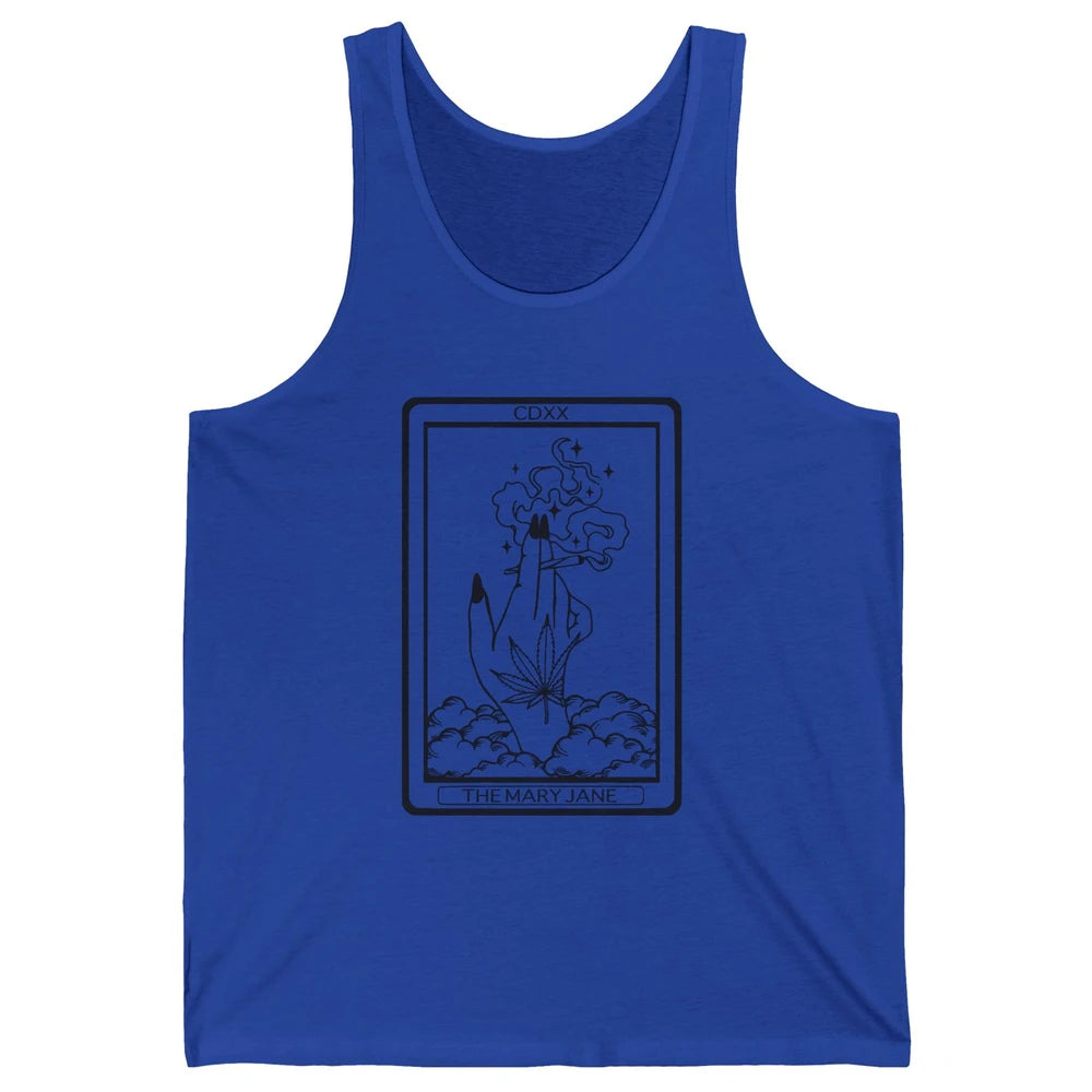 Vintage Weed Mary Jane Tarot Card Weed Smoker Smoking Lady Unisex Jersey Tank