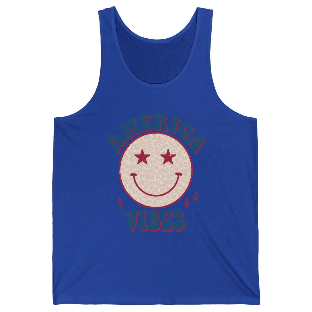 America Vibes Smile Patriotic 4th Of July Happy Face Summer Unisex Jersey Tank