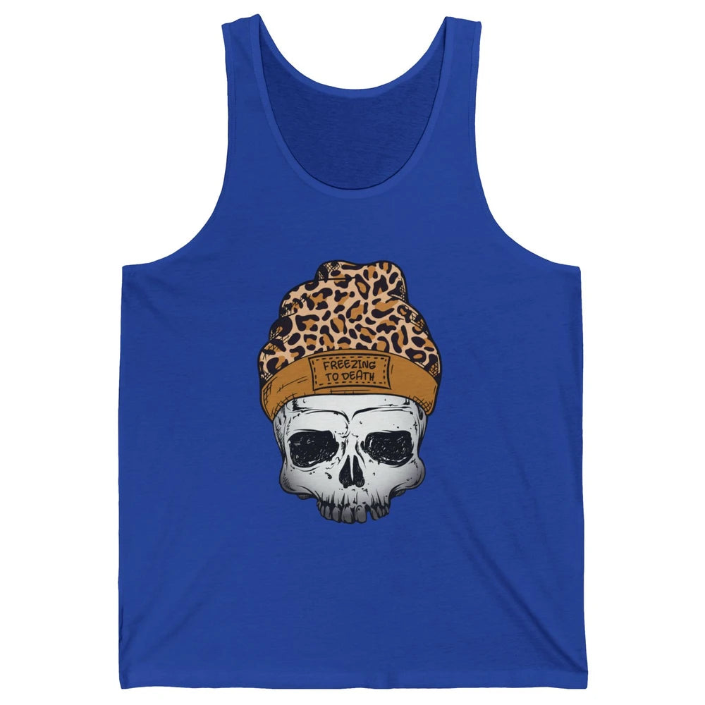 Leopard Skull Freezing To Death Snowflakes Christmas Winter Unisex Jersey Tank