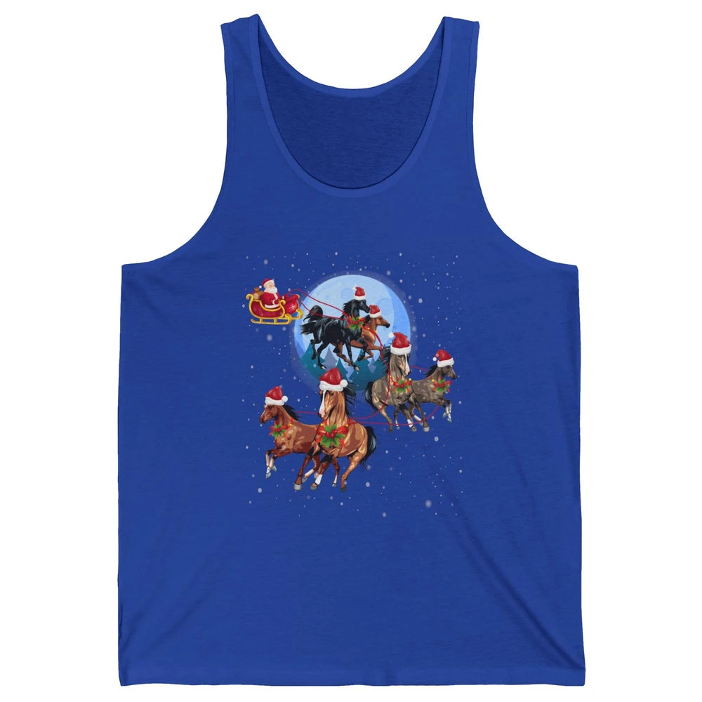 Merry Christmas Horse Drawn Sleigh Riding Santa Claus Xmas Unisex Jersey Tank