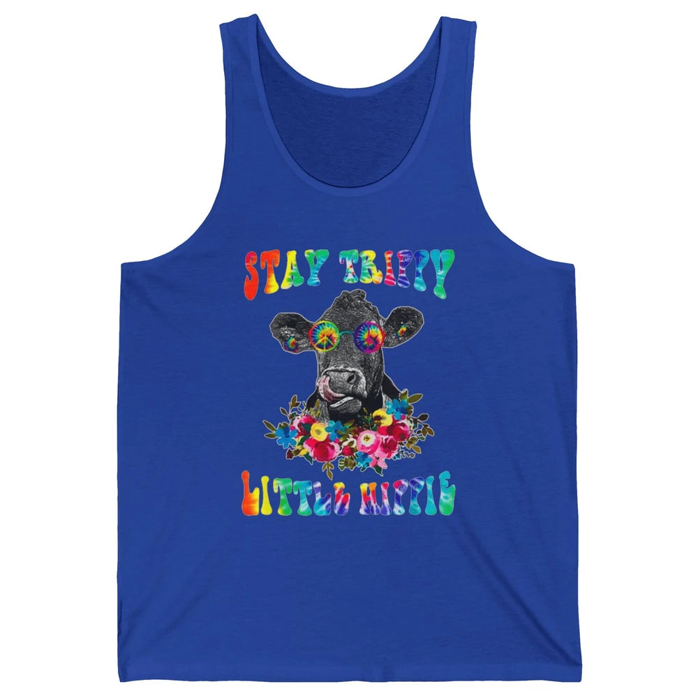 Stay Trippy Little Hippie Heifer Licking Highland Cow Peace Unisex Jersey Tank