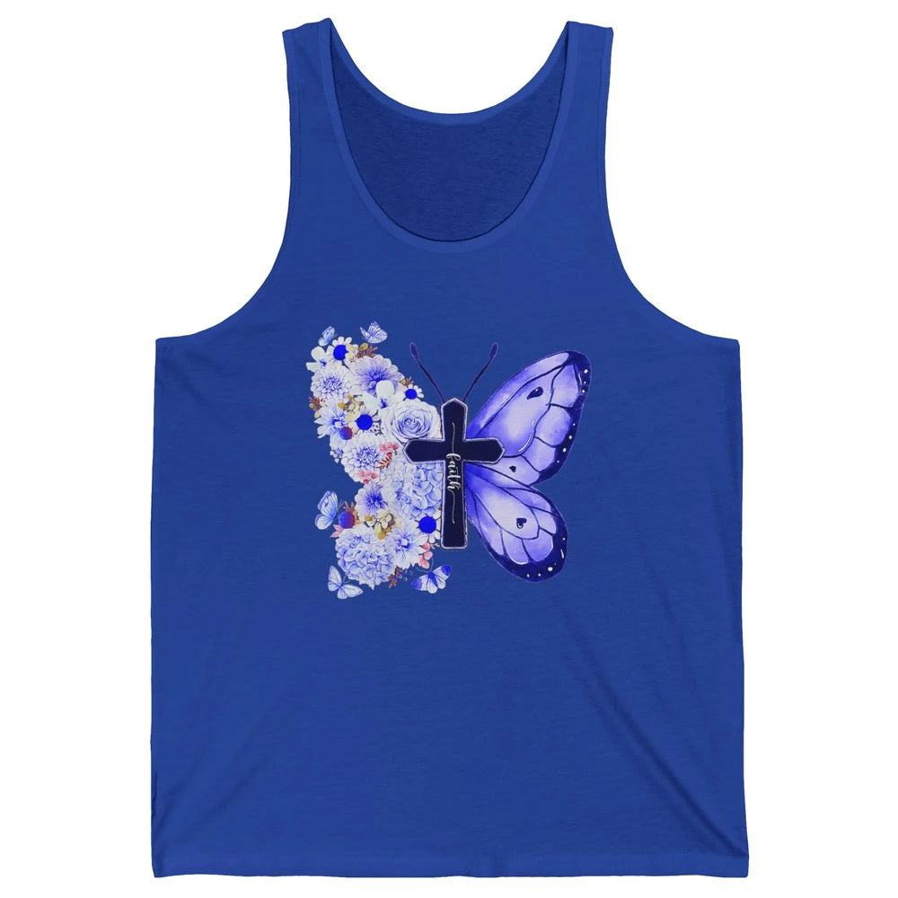 Butterfly Cross Faith Floral God Jesus Christian Bible Women Unisex Jersey Tank