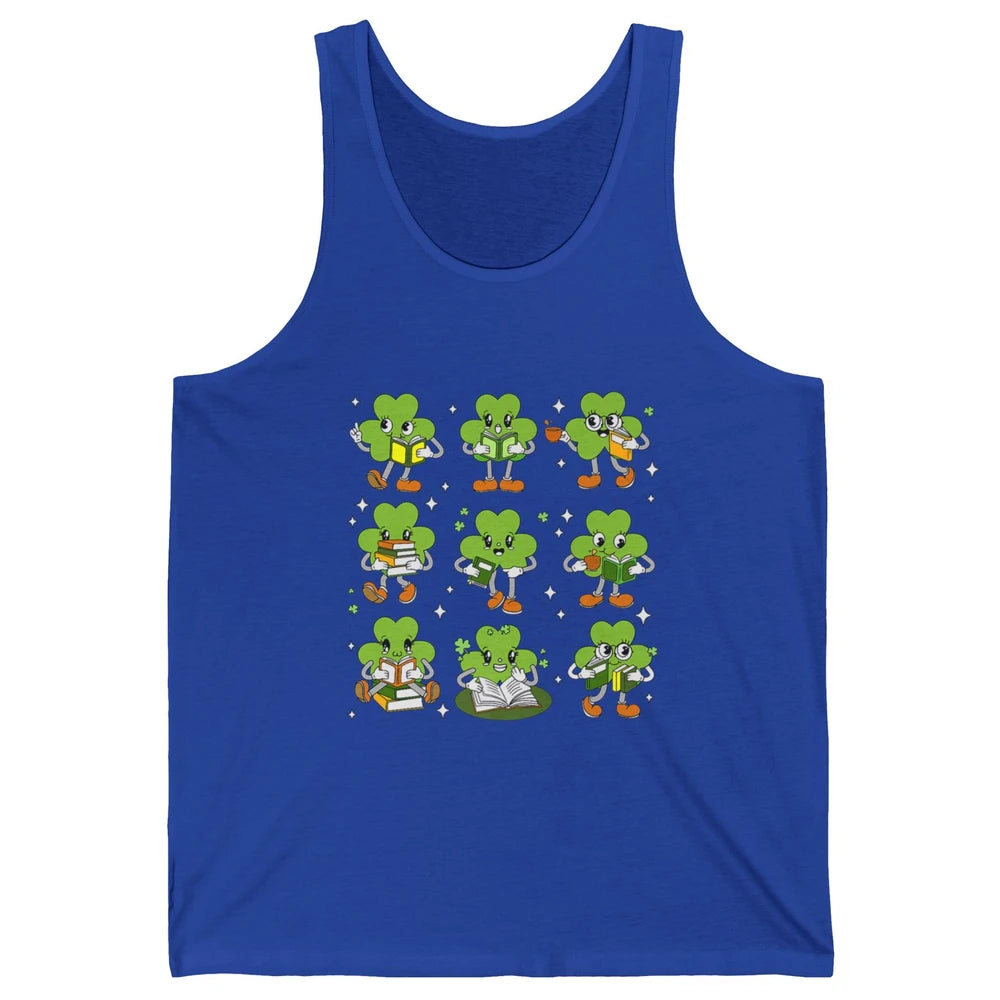 Teacher St Patrick Day Shamrock Reading Book Lucky St Paddy Unisex Jersey Tank