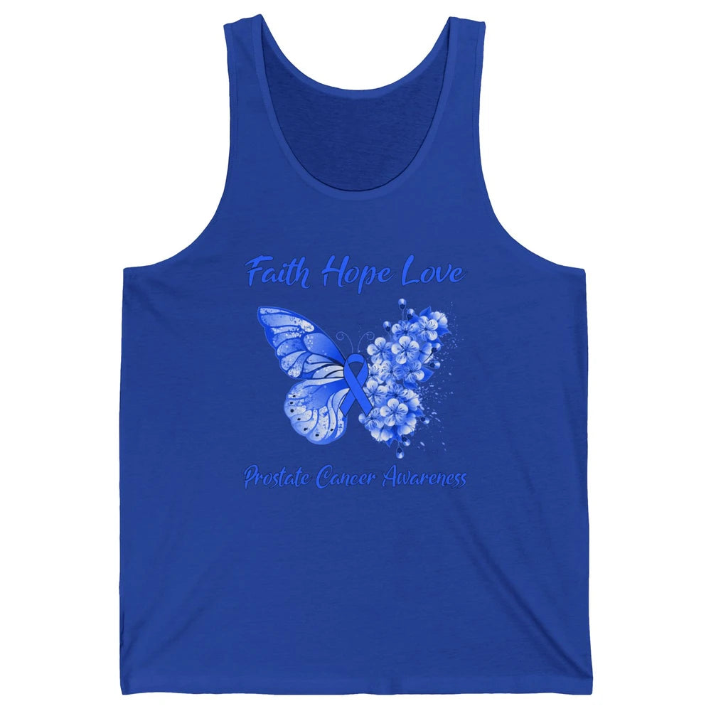 Butterfly Faith Hope Warrior Prostate Cancer Blue Ribbon Unisex Jersey Tank