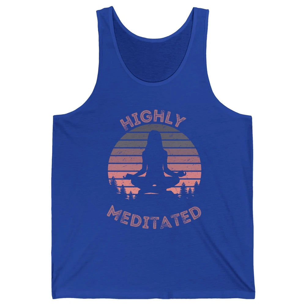 Vintage Woman Doing Yoga Highly Meditated Meditation Lovers Unisex Jersey Tank