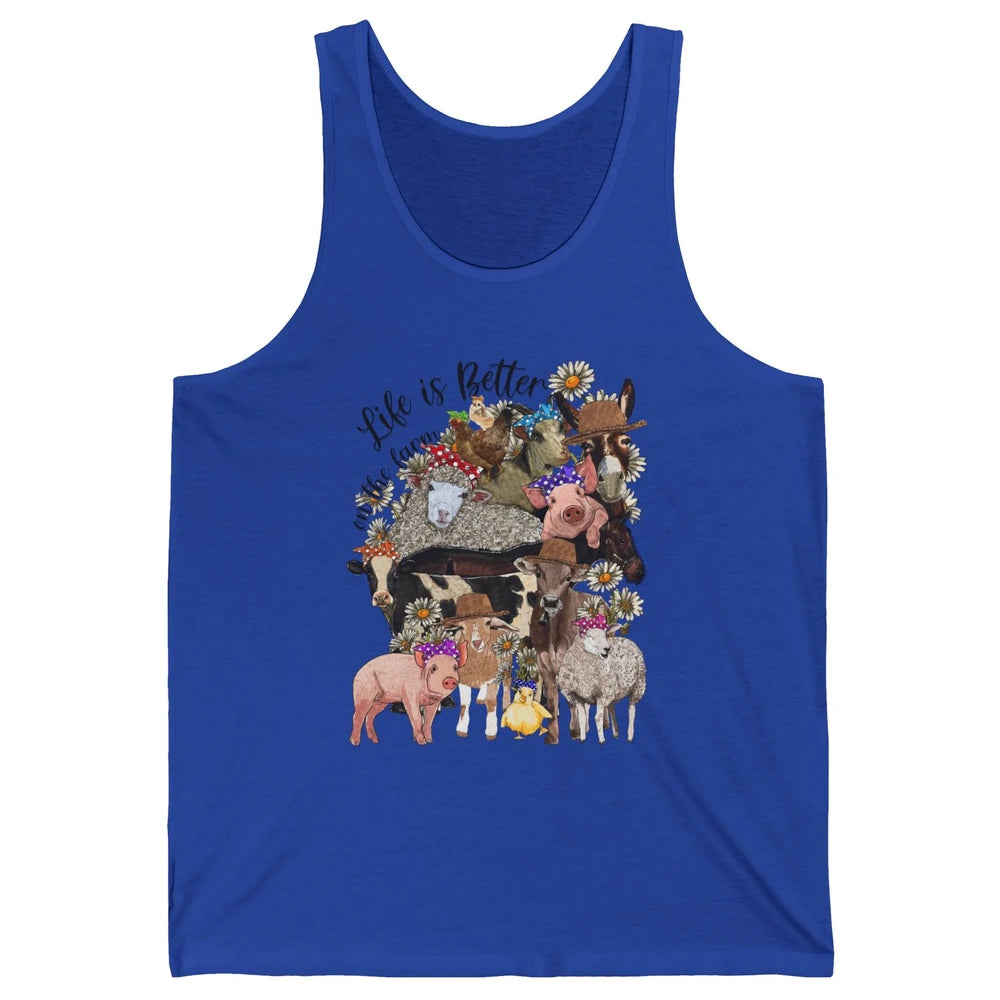 Western Animals Life Is Better On The Farm Pig Cow Donkey Unisex Jersey Tank